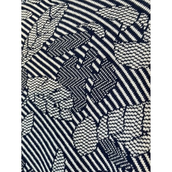 Lands End Coastal Floral Sweater M Blue Cardigan Striped Old Money Classic Artsy - Picture 8 of 12